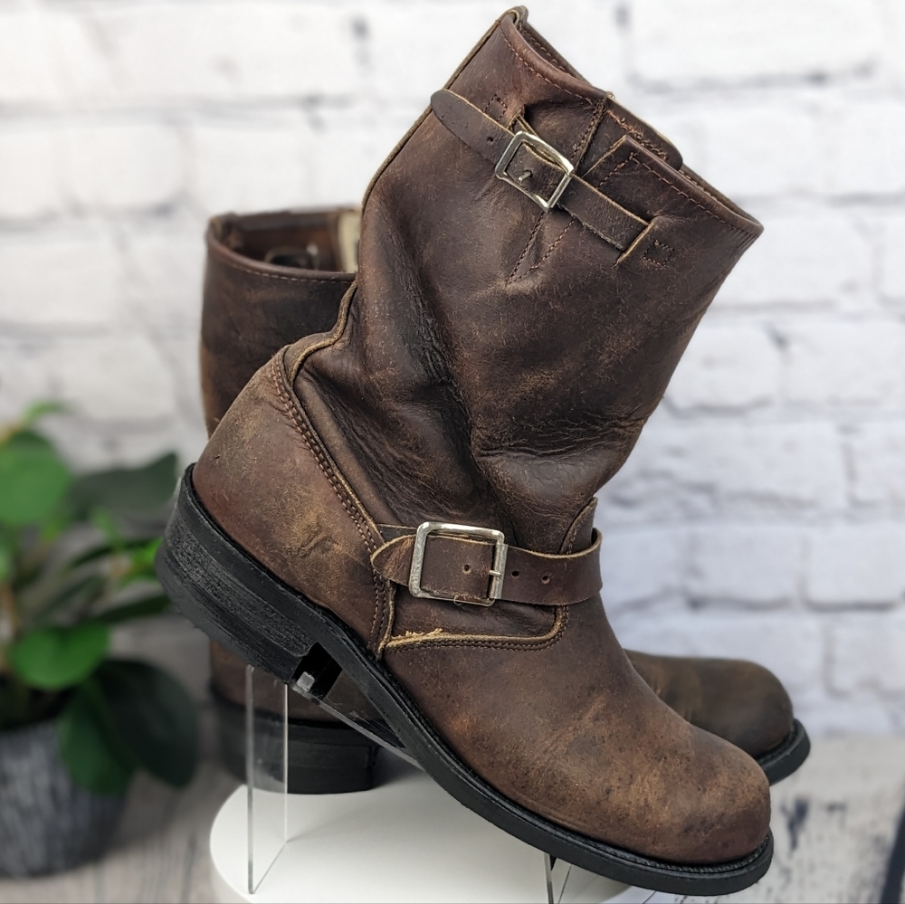 Frye Engineer 9.5M D full grain brown leather boots, USA made - Picture 8 of 15